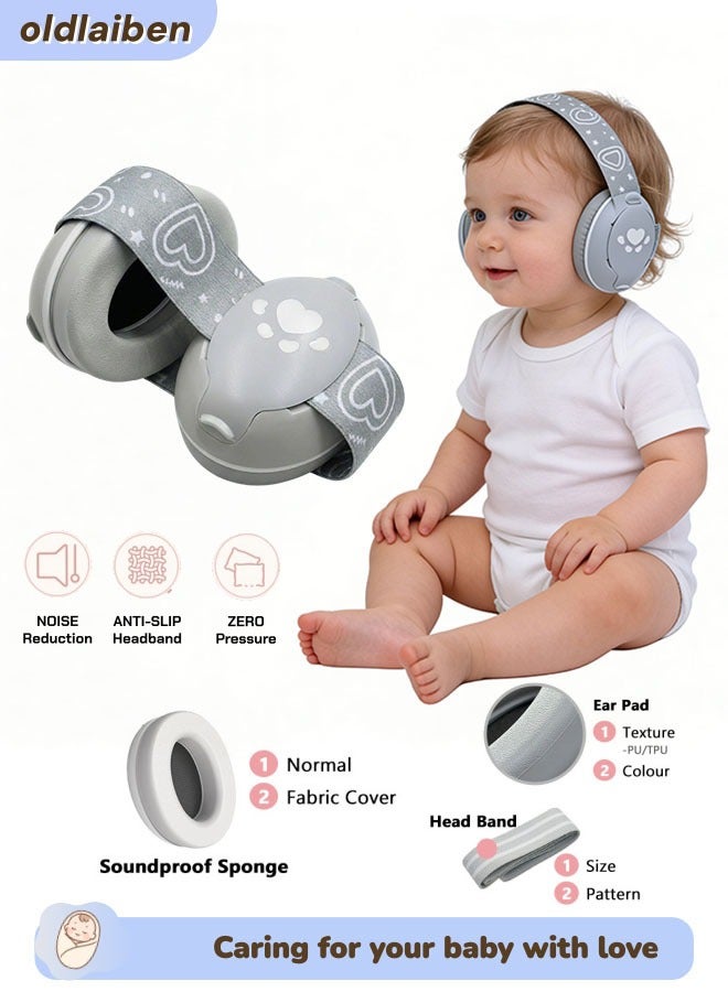 الدليبن سدادات أذن للأطفال، سدادات أذن قابلة للتعديل لتقليل الضوضاء، حماية أذن للأطفال الرضع والأطفال الصغار، سدادات أذن قابلة للتعديل لحماية الأذن، عصابة رأس فريدة من نوعها لملاءمة آمنة ومريحة، لحماية الأذن، والنوم، ومستلزمات السفر للأطفال (نمط قلب) - Image 1